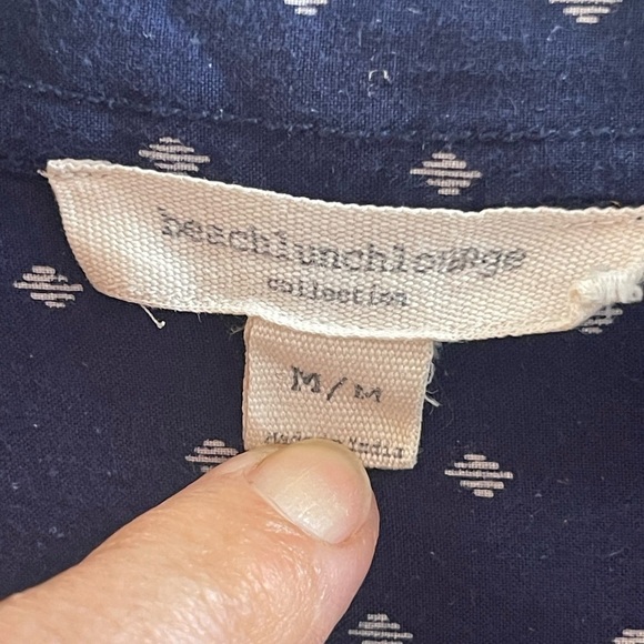 BeachLunchLounge Long Sleeve Blue & white shirt Blouse Top Sz M Nautical - Picture 2 of 8
